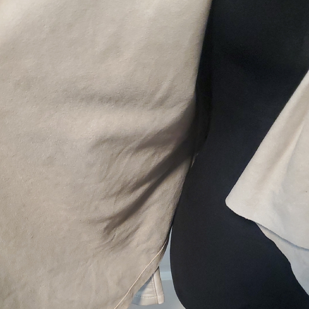 Blank NYC Cream Asymmetrical Faux Suede And Faux Leather Zip Up Jacket - Picture 6 of 15